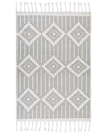 Outdoor Teppich grau / weiß 160 x 230 cm orientalisches Muster Kurzflor TABIAT