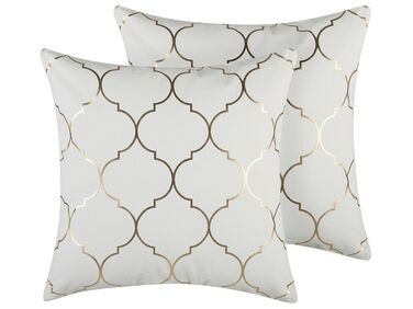 Conjunto de 2 almofadas decorativas com padrão marroquino em algodão branco 45 x 45 cm ALYSSUM