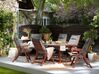 Zahradní souprava, dřevěný stůl a 6 židlí se šedými polštáři TOSCANA_785437
