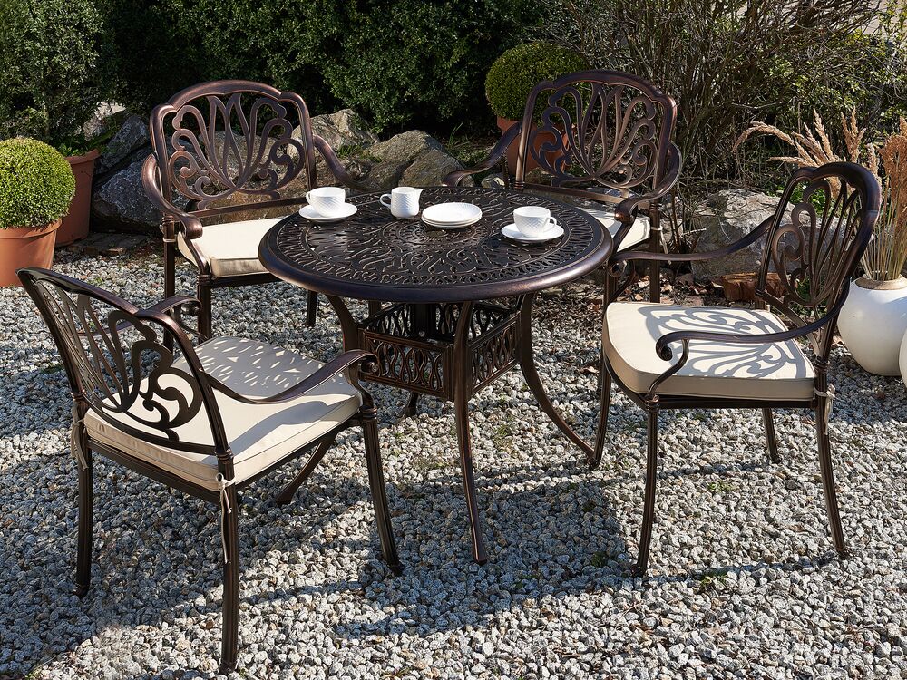 Set pranzo da esterno con tavolo estensibile e 4 sedie in alluminio bianco  - Adagio