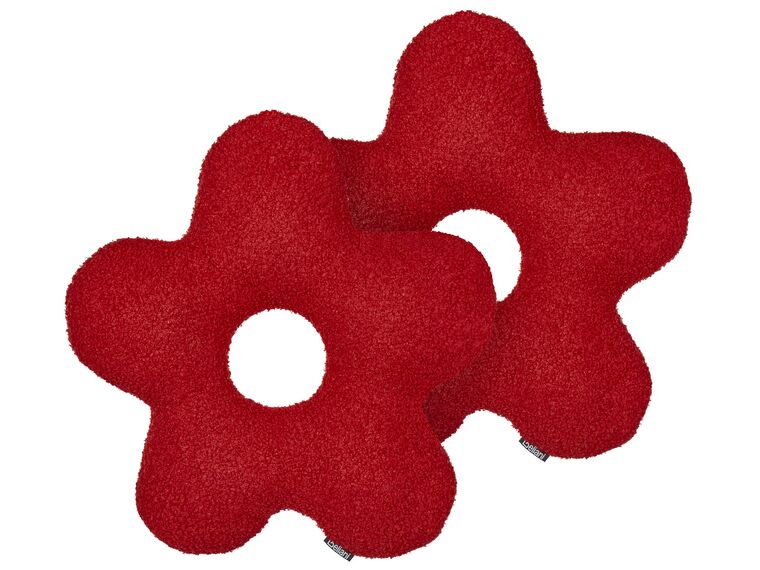 Sierkussen set van 2 teddystof rood 40 x 40 cm CAMPONULA_889260