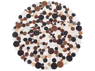 Round Cowhide Area Rug ⌀ 140 cm Brown Multicolour SORGUN