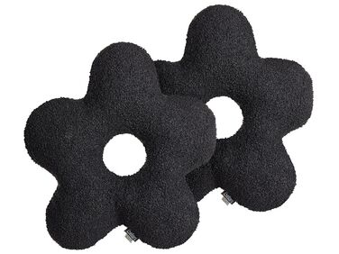 Lot de 2 coussins noirs en forme de fleur 40 x 40 cm CAMPONULA