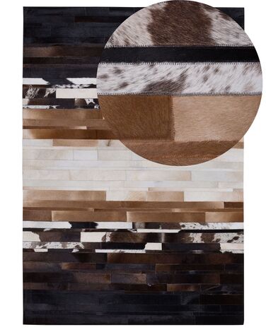 Teppich Kuhfell schwarz-beige 160 x 230 cm Patchwork DALYAN