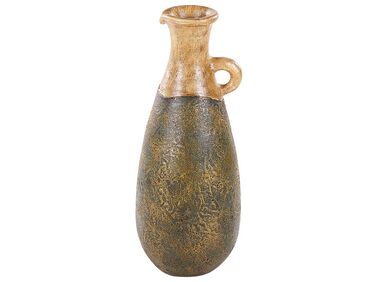 Terracotta dekorativ vase 50 cm grøn og guld MARONEJA