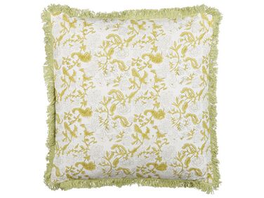 Cotton Cushion Flower Pattern 45x45 cm Green and White FILIX