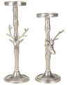 Metal Set of 2 Metal Candlesticks Silver TIKAL_823122