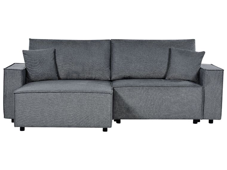 Canapé d'angle à droite en tissu gris foncé avec rangement KARILA_886045