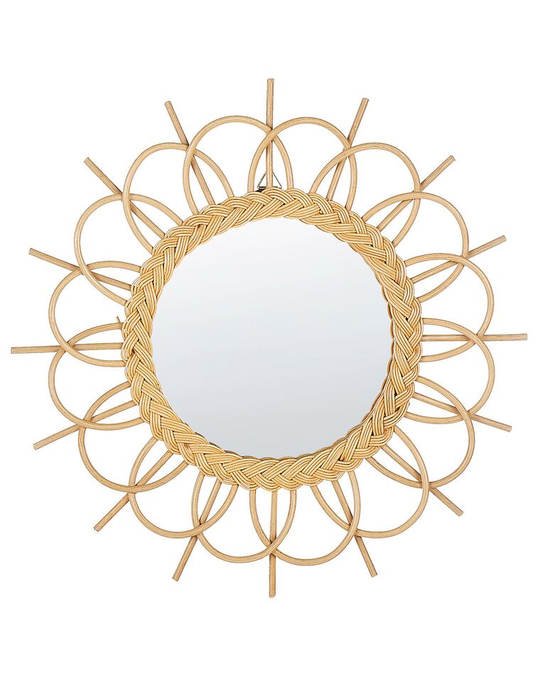 Miroir avec cadre en rotin en forme de soleil ⌀ 60 cm naturel TELAKIA_822207