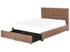 Fabric EU Double Size Bed with Storage Brown LA ROCHELLE_832997