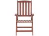 Set of 6 Acacia Garden Folding Chairs with Red Cushions TOSCANA_783980