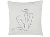 Set of 2 Cotton Cushions Female Body Line Art 45 x 45 cm White MEADOWFOAM_818790