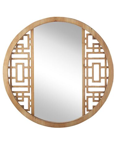 Drewniane okrągłe lustro ścienne ⌀ 60 cm jasne FIRMINY