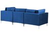 3 Seater Modular Velvet Sofa with Ottoman Blue EVJA_859655