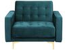 Conjunto de sofás reclináveis com 5 lugares em veludo azul esverdeado ABERDEEN_751979