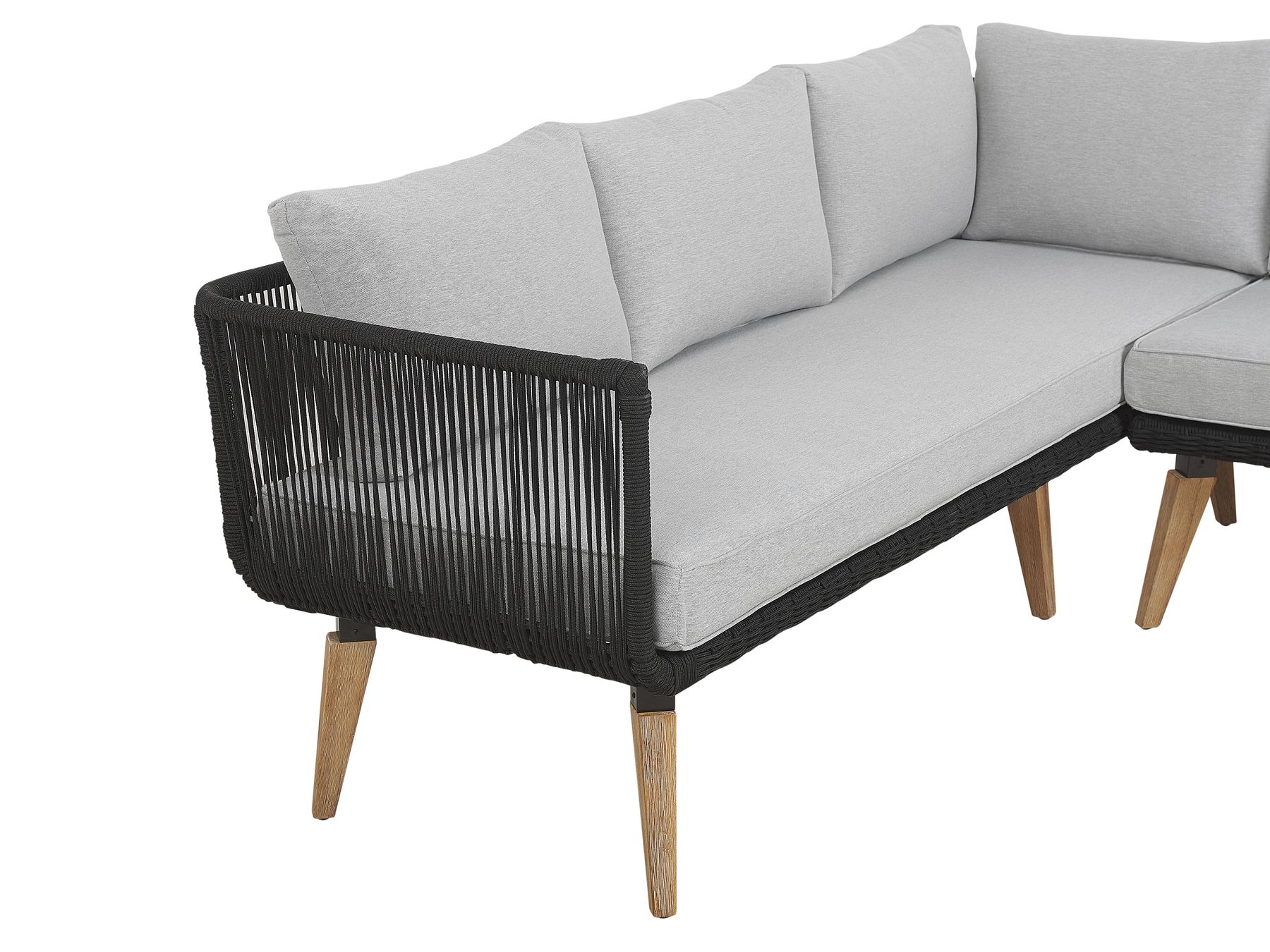 5 Seater Acacia Wood Garden Corner Sofa Set Grey ALCAMO | ex Factury at