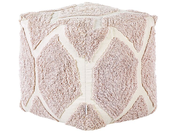 Cotton Pouffe 40 x 40 cm Beige and Pink ROJHAN_840604