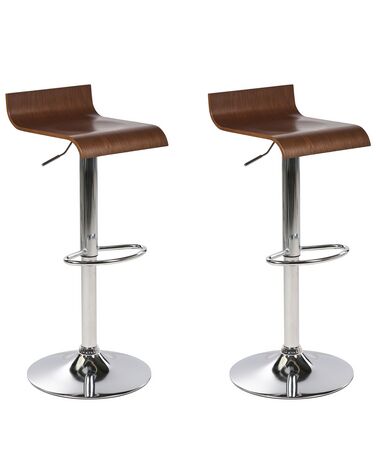 Conjunto de 2 sillas de bar de madera marrón/plateado VALENCIA