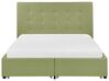 Fabric EU Double Size Bed with Storage Green LA ROCHELLE_832957