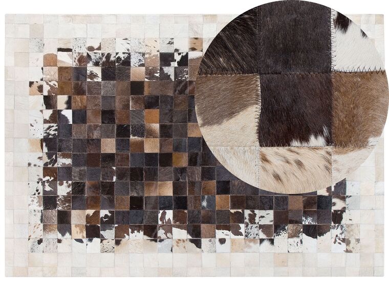Kožený koberec 160 x 230 cm hnedá/béžová OKCULU_743068