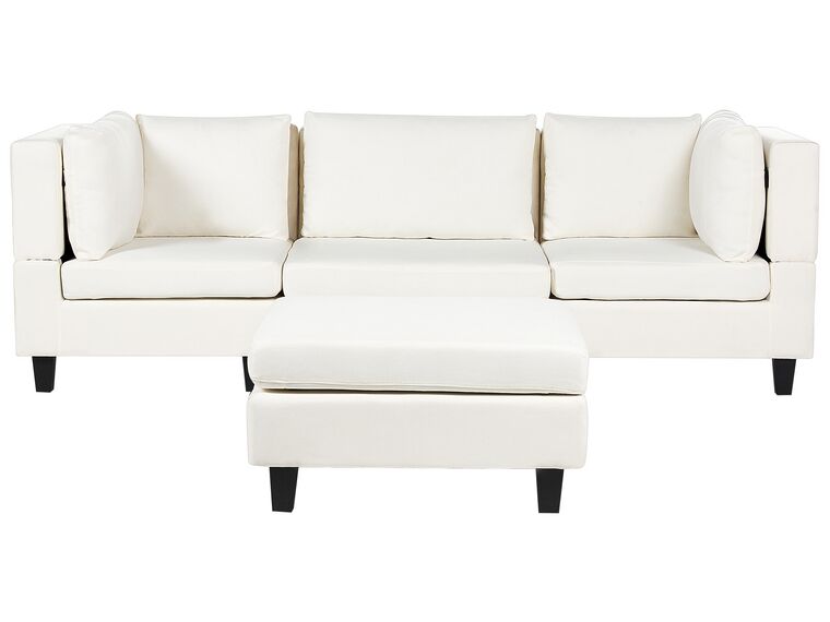 3-Seater Modular Fabric Sofa with Ottoman White UNSTAD_893435