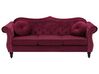 3 Seater Velvet Sofa Burgundy SKIEN_743169