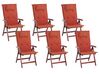 Összecsukható akácfa szék piros párnával hatdarabos szettben TOSCANA_783978