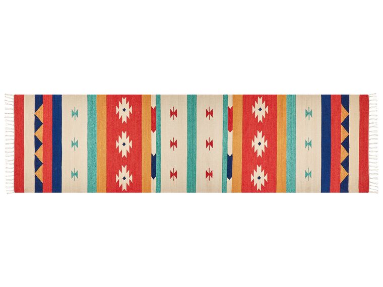 Cotton Kilim Runner Rug 80 x 300 cm Multicolour MARGARA_869770