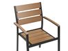 Conjunto de 6 sillas de jardín de metal negro/madera clara VERNIO_862889