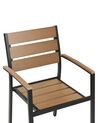 Zestaw 6 krzeseł ogrodowych jasne drewno z czarnym VERNIO_862889