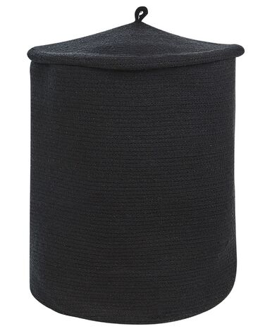 Korb mit Deckel Baumwolle schwarz ⌀ 44 cm SILOPI