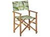 Set of 2 Acacia Folding Chairs and 2 Replacement Fabrics Light Wood with Grey / Tropical Leaves Pattern CINE_819399