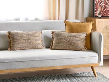 Set of 2 Jute Cushions 30 x 50 cm Beige LEDUM