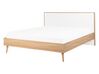 EU Double Size Bed LED Light Wood SERRIS_772473