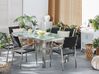 Conjunto de mesa com tampo em vidro temperado 180 x 90 cm e 6 cadeiras rattan sintético GROSSETO_725093