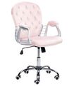 Chaise de bureau pivotante en velours avec cristaux rose PRINCESS_855690