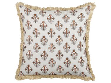 Cotton Cushion Flower Pattern 45 x 45 cm White OMORIKA