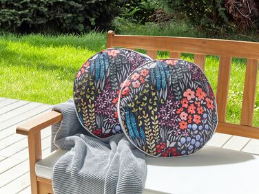Set of 2 Outdoor Cushions Floral Motif ⌀ 40 cm Multicolour CASTELARO
