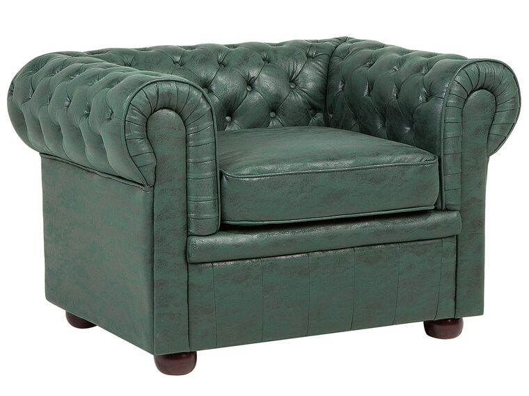 Chesterfield Chesterfield Modern Style Armchair 1 Seater Furntiure Upholstery Green Textile 
