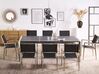 Conjunto de mesa com tampo triplo granito flameado preto 220 x 100 cm e 8 cadeiras pretas GROSSETO_773799