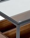 Avlastningsbord med glasskiva 110 x 40 cm mörkt trä/svart WACO_825578
