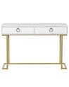 Home Office Desk / 2 Drawer Console Table White with Gold WESTPORT_802571