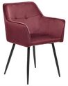 Lot de 2 chaises en velours rouge bordeaux JASMIN_859430
