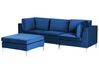 3 Seater Modular Velvet Sofa with Ottoman Blue EVJA_859653
