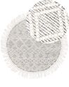 Tappeto lana grigio e bianco crema ⌀ 140 cm BULDAN_856535