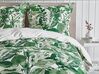 Cotton Sateen Duvet Cover Set Leaf Pattern 155 x 220 cm White and Green GREENWOOD_803089