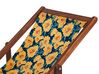 Set of 2 Acacia Folding Deck Chairs and 2 Replacement Fabrics Dark Wood with Off-White / Yellow Floral Pattern ANZIO_820025