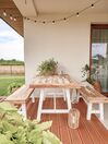 Set de jardin table et bancs en bois avec pieds blancs SCANIA_775357