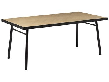 Table de salle à manger bois clair et noir 180 x 90 cm IVORIE