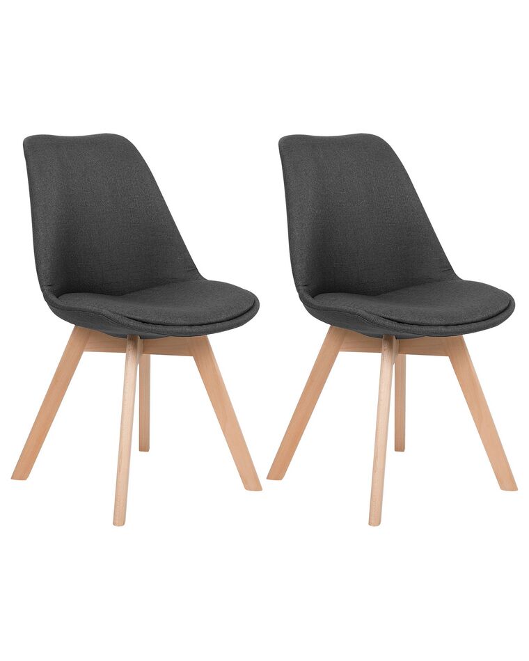 Set of 2 Fabric Dining Chairs Dark Grey DAKOTA II_728748